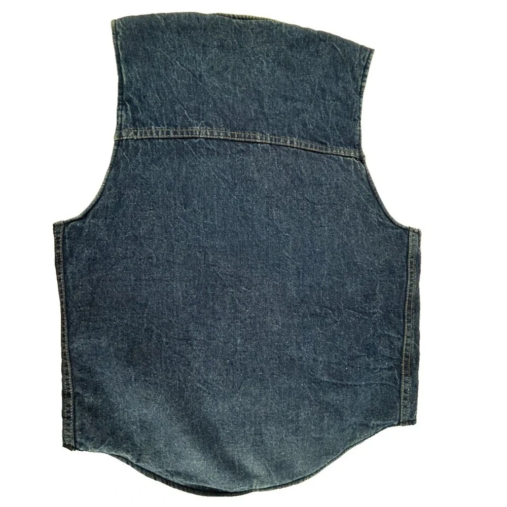 Vintage Roebucks Denim Jean Vest Red Quilted Lining Size Small